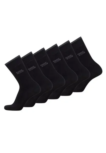 camel active Freizeitsocken aus biologischer Baumwolle – Schwarz, Grau und Blau (6-Paar, 6 Paar) Logoprägung