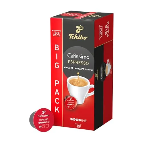 Tchibo Cafissimo Espresso elegant Kaffeekapseln, 30 Stück (Kaffee, ausdrucksstark mit vollem Aroma), nachhaltig & fair gehandelt