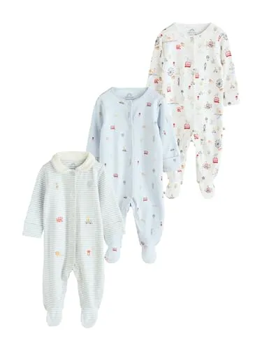 NEXT Baby Jungen Bestickte Schlafanzüge, 3er-Pack Blue London 80-86