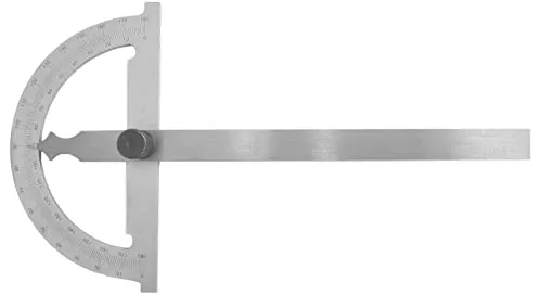 WRS Präz.-Gradmesser/Winkelmesser, Skala mattverchromt, blendfrei, mit Metall-Feststellschraube, 0-180°, im Etui, Größe: 80 x 120 mm