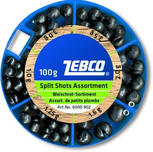 Zebco Bleischrot Sortiment 100g grob Gewichte Angeln Schrotblei Blei Klemmblei