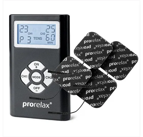 KORONA PRORELAX TENS-EMS-Gerät Duo Blackline - Elektrotherapiegerät mit 2 Funktionen: Muskelaufbau und Schmerztherapie. 8 Programme und 25 Intensitätsstufen für individuelle Anwendungen, ideal gegen Verspannungen und Schmerzen.