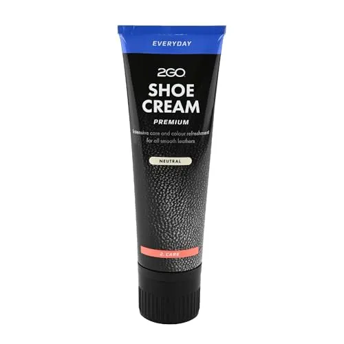 2GO Schuhcreme Premium – Farbauffrischende Lederpflege für Glattleder – Mit Bienenwachs & Carnaubawachs – Schuhpflegecreme in verschiedenen Farben – Neutral 80ml