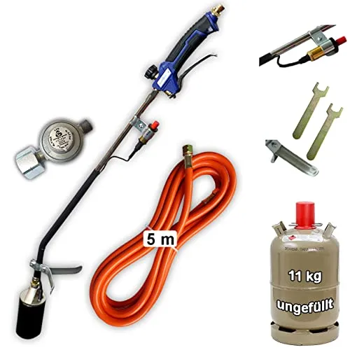 BlueCraft Unkrautbrenner 69 kW - Leistungsstarker Unkrautbrenner für biologische Unkrautbeseitigung, ideal für Garten und Landwirtschaft. Inklusive Gasdruckregler und Zubehör für einfache Handhabung.