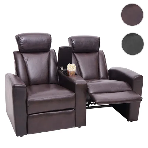 Mendler 2er Kinosessel HWC-H30 - Bequemer Relaxsessel im modernen Design, aus extra dickem Soft Touch Kunstleder, mit 2 Liegepositionen und praktischem Staufach für Getränke oder Fernbedienungen. Ideal für Ihr Heimkino!