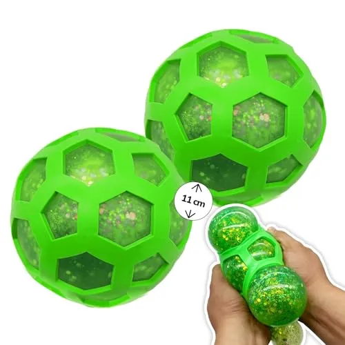 alldoro 68769 XXL Mesh Squishy Stress Ball 2er Set, Ø 11 cm Fidget Spielzeug zum Drücken & Kneten für Kinder ab 3 Jahre