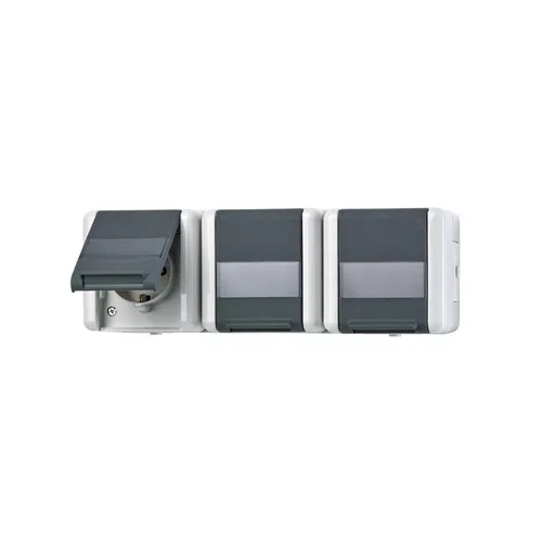 Jung 8230NAW SCHUKO® Dreifach-Steckdose Serie WG - Dreifach-Steckdose mit 3 Schriftfeldern, ideal für die waagerechte Montage, sorgt für zusätzliche Anschlussmöglichkeiten in Ihrem Zuhause.