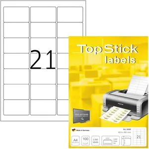 TopStick Universaletiketten labels, 8699, weiß, 63,5 x 38,1mm, 100 Blatt, 2100 Stück