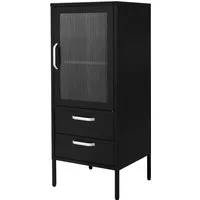 ML-Design Vitrinenschrank - Moderner Bücherschrank mit Stil - Eleganter Wohnzimmerschrank in Schwarz mit silbernen Akzenten, bietet vielseitigen Stauraum und höhenverstellbare Regalböden für maximale Flexibilität.