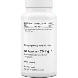 Vita World Kaliumcitrat | 120 Kapseln | vegan | gluten- und laktosefrei
