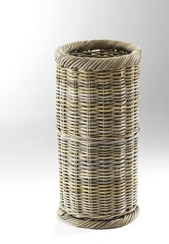 Runder Schirmständer aus Rattan, Ø 28 cm in grau von locker