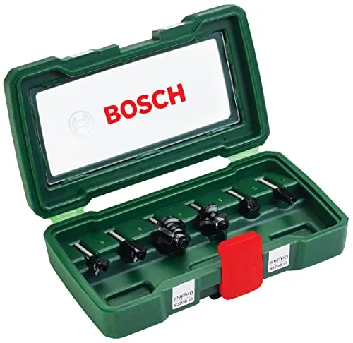 Bosch Accessories 6tlg. Hartmetall Fräser Set (für Holz, Ø-Schaft 6 mm, Zubehör Oberfräse)