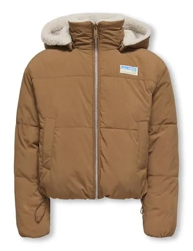 Kids Only Maria Life Puffer Jacke für Kinder - Funktionsjacken mit stylischer Teddykapuze, warmem Futter und winddichten Manschetten – perfekt für die kalte Jahreszeit.