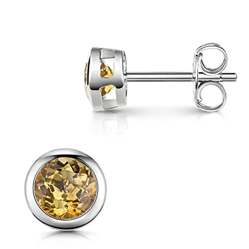 MATERIA Zirkonia Ohrstecker orange rund 925 Sterling Silber in orange von Materia by Matthias Wagner