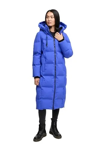 MARIKOO Damen Wintermantel N102 - GalaxyBlue - gesteppt, winddicht, abnehmbare Kapuze - Hochwertiger Wintermantel aus 100% Polyester mit abnehmbarer Kapuze für optimalen Schutz gegen Kälte. Praktische Taschen und ein bequemer Schnitt sorgen für hohen Tragekomfort.