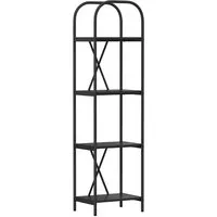vidaXL Regal Schwarz Eichen-Optik 40 x 30 x 146 cm - Modernes Bücherregal aus robustem Holzwerkstoff mit 4 Regalen. Bietet reichlich Stauraum und stabilen Halt durch Stahlbeine. Ideal für Zuhause und Büro.