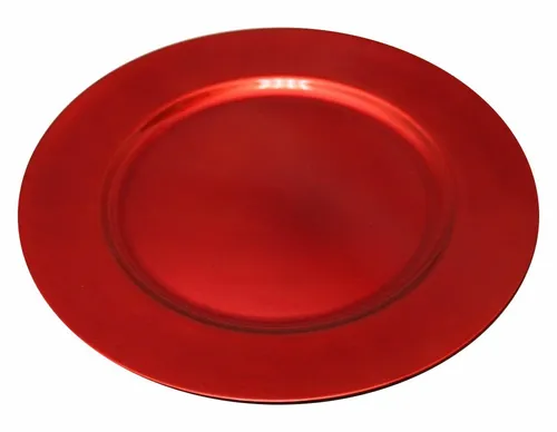 Platzteller Dekoteller 6 Stk Ø 33 cm rot exclusive Teller used look Kunststoff