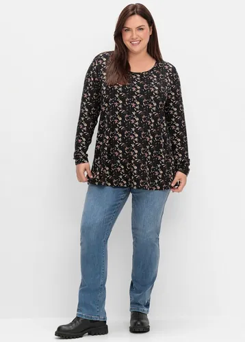 Sheego T-Shirt Langarmshirt . mit Alloverdruck, in A-Linie von sheego