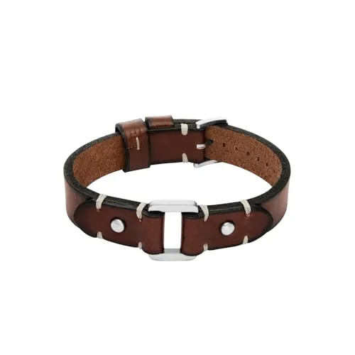 Fossil Machine Herrenarmband aus braunem Leder, JF04942040 - Elegantes Herrenarmband aus braunem, mattem Leder mit sicherer Dornschließe. Ideal für stilvolle Akzente und komfortablen Sitz – Länge 25 cm, Breite 2,2 cm.