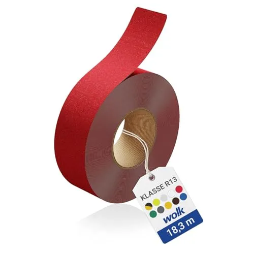 Antirutsch Klebeband R13 Rot 50 mm x 18,3 m – Selbstklebendes Anti Rutsch Band für Treppe & Außen – Antirutschband extrem robust – Rutschhemmer nach BGR 181