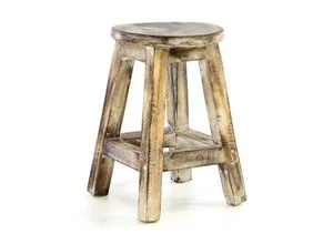 Vintage Hocker geflammt 40cm - Hocker im Vintage-Stil, handgefertigt aus Albacia Holz, jeder ein Unikat. Ideal als zusätzliche Sitzgelegenheit oder dekorativer Tisch für Innen und Außen.