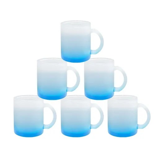 Unzen Set mit 6 Sublimationsrohlingen aus mattiertem blauem Glas Kaffeetas... 11