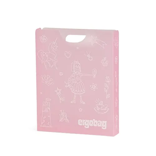 ergobag Heftebox DIN A4 inkl. Griff für mehr Ordnung im Schulranzen, durchsichtig und stabil Prinzessin - Pink