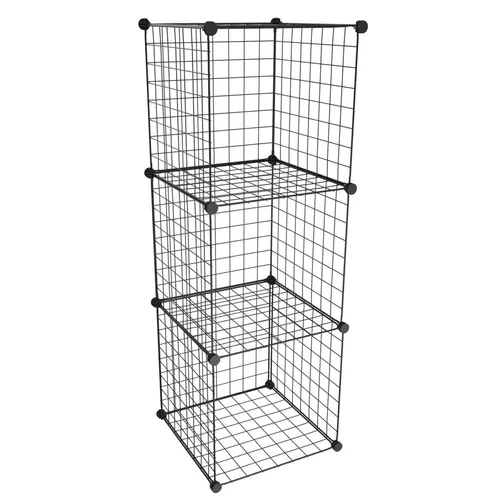 Drahtwürfel Regalsystem 3 Fächer Modulregal Würfelregal Schwarz 109x38,5x38,5 cm
