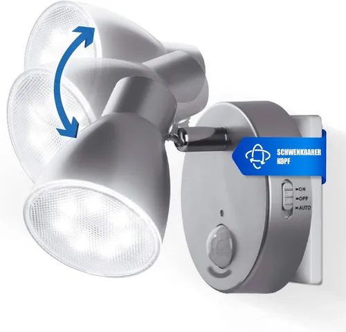 LED Nachtlicht Stecker Silber mit Bewegungsmelder von Trango