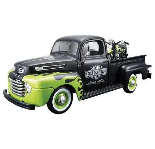 Maisto 32171 - Ford F1 Pick-Up '48 + Harley FL Panhead '48 - Modellfahrzeuge: Detailgetreues 1:24 Set mit zwei US-Klassikern, das den einzigartigen Spirit von Harley-Davidson und dem Ford F-1 Pickup vereint.