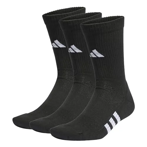 adidas Unisex Kinder Performance Cushioned Crew Socks 3 Pairs, Black/Black/Black, 7-8 Years
