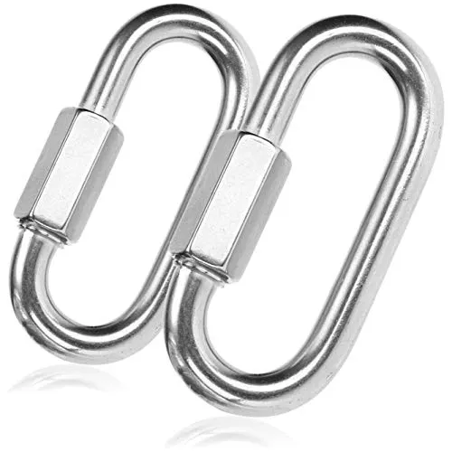 COM-FOUR® 2X Schraubverbinder - Kettennotglied 10 mm - Karabiner mit Schraubverschluss - Materialkarabiner - Verbinder - Edelstahl 304, rostfrei, langlebig (2 Stück - 10 x 90mm)