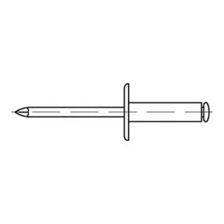 Blindniete R 88409 großer FLAKO 4x10 Niet Aluminium/Dorn Stahl verz. 500St. - Offene Blindniete mit Sollbruchdorn für einfachen Einsatz. Große Flachkopfform sorgt für stabilen Halt. Ideal für zahlreiche Anwendungen in der Metallverarbeitung.