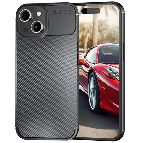 Hülle für iPhone 15 Plus Carbon Optik Case Silikon Handyhülle Schutz Tasche Etui