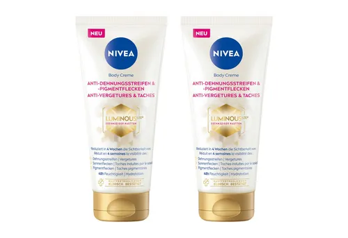Nivea Körpercreme Anti-Dehnungsstreifen + Pigmentflecken LUMINOUS630® 2 x 200ml Packung, 2-tlg., Luminous630®