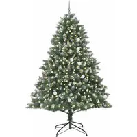 vidaXL Künstlicher Weihnachtsbaum Grün 240 cm PVC - Weihnachtsbaum mit 8 Beleuchtungsmodi und energieeffizienten LEDs, perfekt für festliche Stimmung in jedem Raum. Aus hochwertigem PVC, langlebig und stabil für jahrelangen Einsatz.