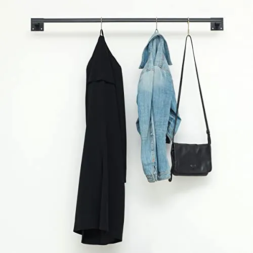 Kleiderstange Wandmontage schwarz - Handgefertigte Garderobe - Kleiderstangen aus robustem Vierkantstahl, pulverbeschichtet und in verschiedenen Größen erhältlich. Ideal für einen minimalistischen Industrial Look mit hoher Stabilität und einfacher Montage.