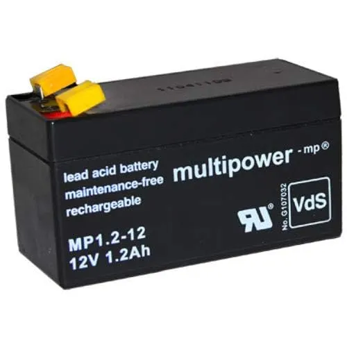 Multipower Bleiakku MP1.2-12 12,0Volt 1.200mAh mit 4,8mm Steckanschlüssen