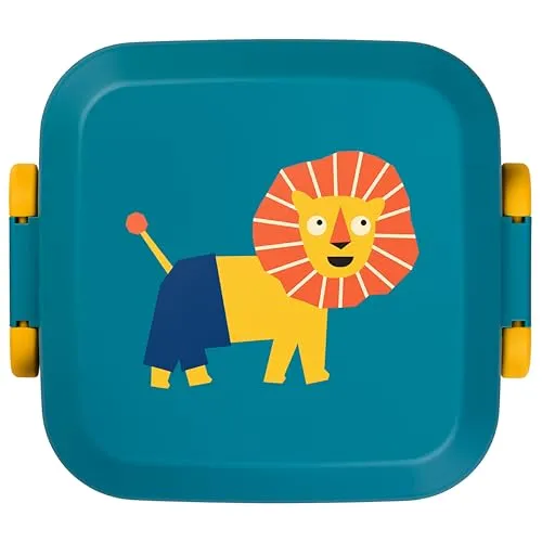 Amuse Rikko Lunchbox Kinder Animal Parade | Bento Box mit 2 Snackboxen, Container & Trennwand | Brotdose Kinder mit Fächern für Kindergarten & Schule | BPA frei & für Kinderrucksack geeignet | Lion