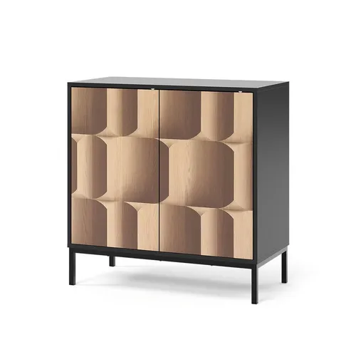 Vicco Kommode Eliza, Schwarz/Eiche, 80 x 40 cm - Türkommode mit push-to-open Funktion und modernem 3D-Look, bietet viel Stauraum und verleiht Ihrem Zuhause eine stilvolle Note.