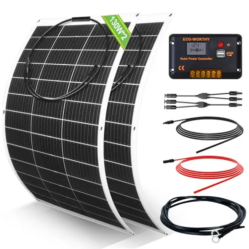 ECO-WORTHY 260 Watt 12 Volt flexibles Solarpanel Kit – Off Grid