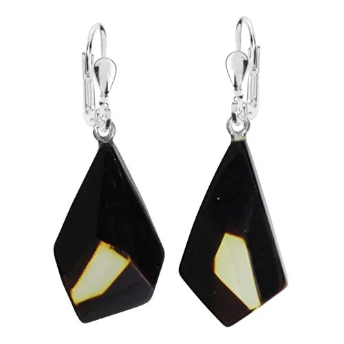Elegante Ohrhänger Trapez aus Silber 925 mit Bernstein - Ohrringe für Damen, stilvolles trapezförmiges Design aus hochwertigem Silber 925, verziert mit edlem Bernstein für einen besonderen Look.