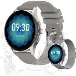 Herren’s und Damen's IP67 Wasserdicht Fitness-Tracker 1.39 Zoll Smartwatch mit SPO2 Herzfrequenz Schrittzähler & Blutdrucksensor 15 Sportmodi GPS - Grau