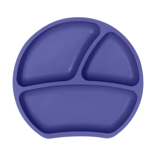 Kindsgut Silikonteller, Sauggeschirr aus Silikon, guter Halt und rutschfest dank Saugnapf, Lila