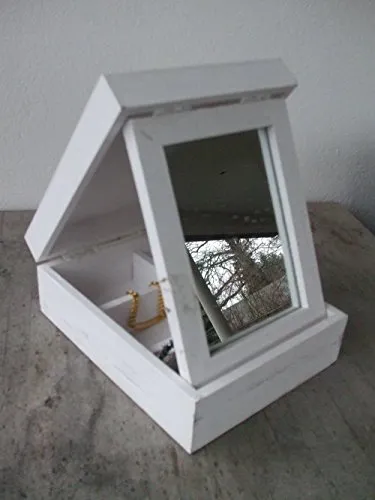 Deko-Impression Charmante Schmuckbox, Schmuckkästchen, Spiegel, Holz, Weiss