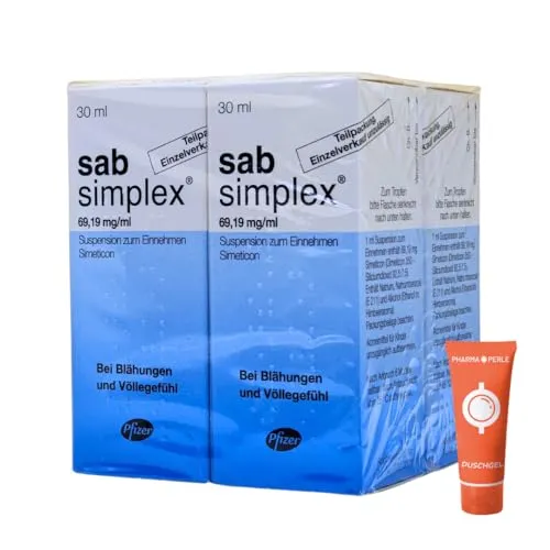 sab simplex 4 x 30 ml Tropfen bei Blähungen Völlegefühl Dreimonatskoliken mit Simeticon I geeignet für Babys I Sparset mit give-away von Pharma Perle
