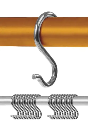 Menz S-Haken aus Edelstahl im 20er-Set – Solide Haken zum Einhängen, rostfreie Küchenhaken, praktische Aufhängehaken, flexibel verwendbare Metallhaken zum Einhängen