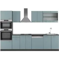Vicco Küchenzeile R-Line Solid Anthrazit Blau Grau 300 cm - Moderne Küchenzeile in Anthrazit und Blau, modular und flexibel aufstellbar – ideal für jeden Haushalt, der Wert auf Design und Funktionalität legt.
