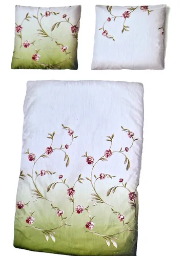 Bettwäsche Bettbezug Seersucker Baumwolle Schlafzimmer 135x200 80x80  Weiß Grün