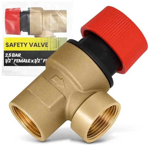 Instalguru Sicherheitsventil 1/2'' IG Überdruckventil 2,5 bar Druckventil Druckentlastung Ventil EPDM Membran Heizung Wasser Trinkwasser Messing Fittings